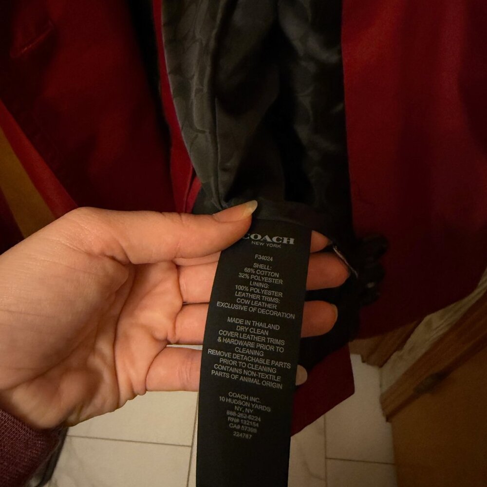 Coach Ruby Red Solid Mid Trench Coat - image 5